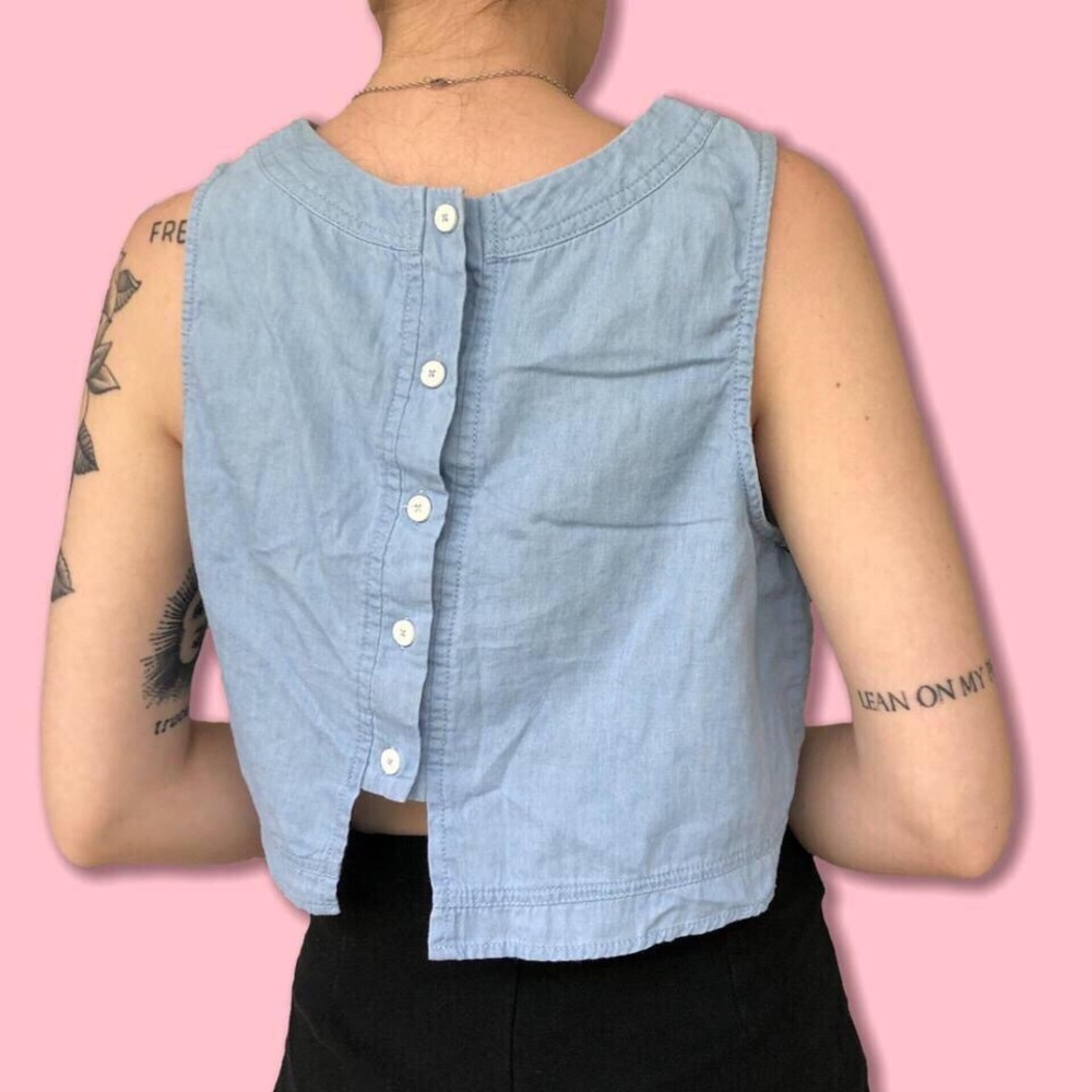 Cottage core denim button up blouse